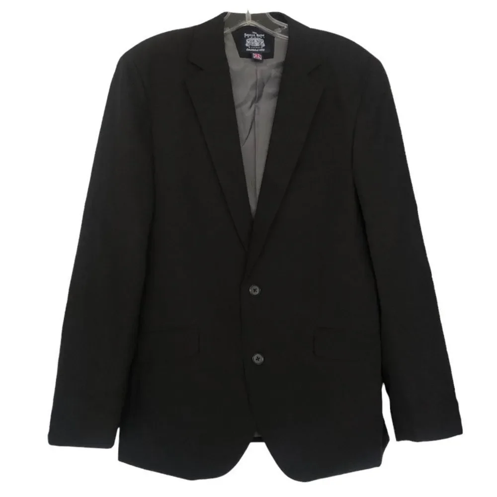 Savile Row Company Blazer Black Strand Two Button Notch Lapel Slim Fit Size 40R